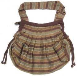 Large Striped Slouch Bag - Brown