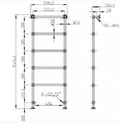 Bayswater Juliet Floor Mounted 1549 x 598mm Chrome Towel Rail