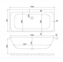 Carron Profile DE 1600 x 800mm Acrylic Bath