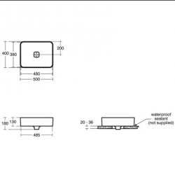 Ideal Standard Strada II 50cm Vessel Basin with Ceramic Waste Cover