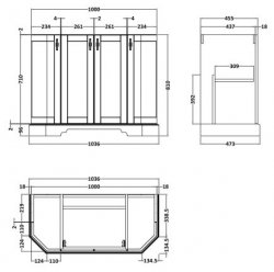BC Designs Victrion 1000mm Forest Green 4 Door Angled Basin Unit