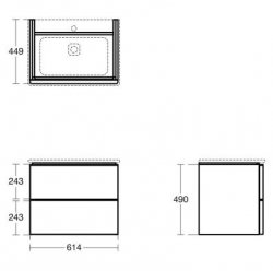 Ideal Standard Strada II 600mm 2 Drawer Wall Hung Matt Anthracite Vanity Unit