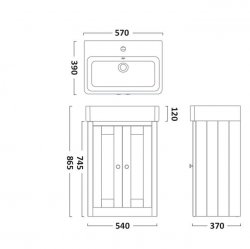 Tavistock Lansdown Linen White 550mm Freestanding Unit & 1 Tap Hole Basin