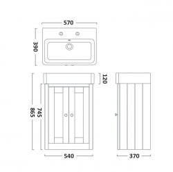 Tavistock Lansdown Linen White 550mm Freestanding Unit & 2 Tap Hole Basin