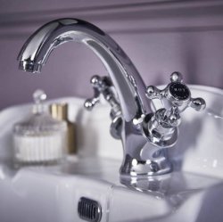 Bayswater Black & Chrome Crosshead Mono Basin Mixer with Hex Collar