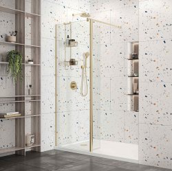 Roman Haven Select 400mm Pivot Deflector Panel (8mm) - Brushed Brass