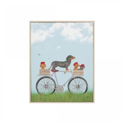 Play Date Bike Dachshund Dog - Canvas Wall Art Print - World Art Prints