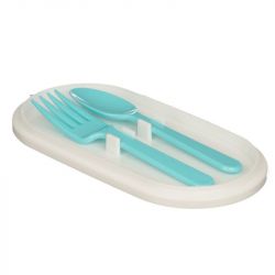 Volkswagen VW T1 Campervan Surf Adventure Stacked Bento Lunch Box Fork & Spoon - Blue