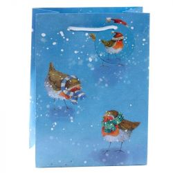 Christmas Robin Bird Medium Gift Bag - 23 x 17 x 9cm