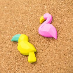 Flamingo Toucan Tropical Pushpins - Drawing Pins