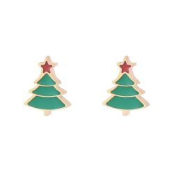 Christmas Tree Stud Earrings Green - Boxed - Snazzy Santa