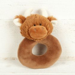 Highland Coo Cow Plush Baby Rattle - Jomanda - Free Gift Bag