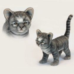 Soft Toy Cat, Grey Kitten by Hansa (30cm) 6574