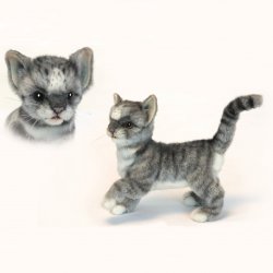 Soft Toy Cat, Grey Kitten by Hansa (20cm) 6499