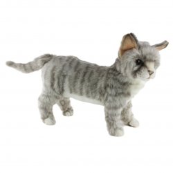 Soft Toy Grey Tabby Cat by Hansa (30cm L) 7179