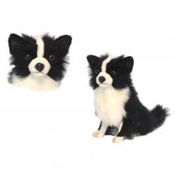 Soft Toy Dog, Black & White Chihuahua by Hansa (23cm.H) 6504