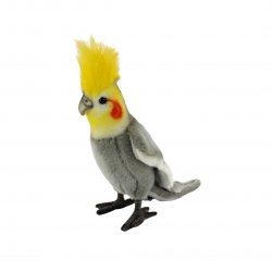 Soft Toy Bird, Grey Cockatiel by Hansa (23cm) 6470