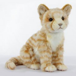 Soft Toy Cat, Ginger Kitten Sitting by Hansa (40cm.L) 7226