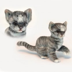 Soft Toy Cat, Grey Kitten by Hansa (20cm.L) 6493