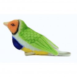 Soft Toy Bird, Orange Headed Gouldian Finch by Hansa (11cm.L) 5693