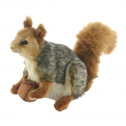 Soft Toy Grey Squirrel Crouching by Hansa (26cm.H) 8049