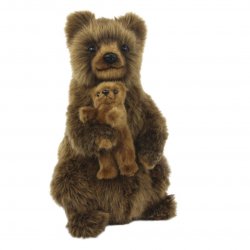 Soft Toy Brown Bear Mama & Baby by Hansa (31cm) 7965