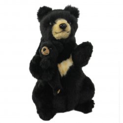 Soft Toy Black Bear Mama & Baby by Hansa (31cm) 7966