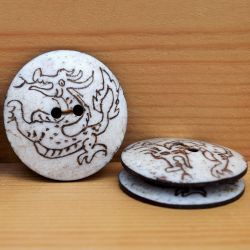 Inscribed dragon - bone button