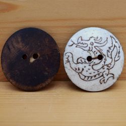 Inscribed dragon - bone button