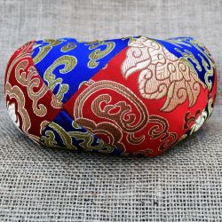 Singing bowl cushion - blue/red with red tassels