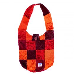 Mantra/Plain Short Handle Patchwork Bag - Orange/Red