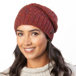 Pure Wool - Weave Baggy Beanie - Rust Heather