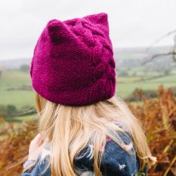 Children's fleece lined - square cable - Magenta