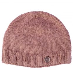 Hand knit - pure wool - plain beanie - blush