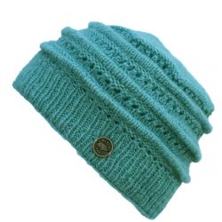 Lace Ridge Beanie - pure wool - fleece lined - eau de nil