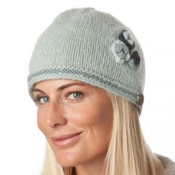 Half fleece lined - pure wool - three flower - beanie - frost