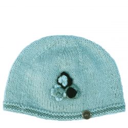 Half fleece lined - pure wool - three flower - beanie - frost