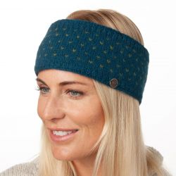 NAYA - pure wool fleece lined - tick headband - petrol/olive