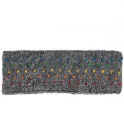 NAYA - pure wool fleece lined - rainbow tick headband - mid grey/rainbow