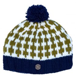 Pure wool - Vibes Bobble Hat - Blue/Olive