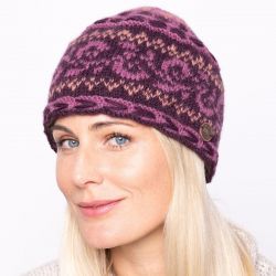 Pure Wool Alpine beanie - aubergine blush