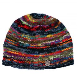 Pure Wool Electric Stripe Beanie - Grey multi