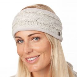 Pure Wool Fleece lined headband - cable - Pale Grey