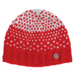 Pure Wool Graduated tick beanie - Red/grey