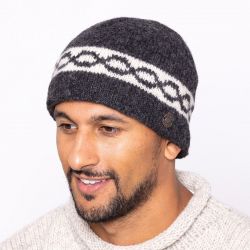 Pure Wool Hand knit - classic twist beanie - charcoal