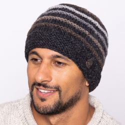 Pure Wool Natural ridge beanie - charcoal