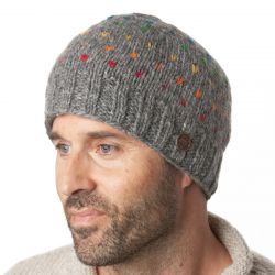 Pure Wool Rainbow tick beanie - mid grey