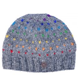 Pure Wool Rainbow tick beanie - mid grey