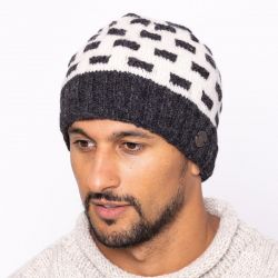 NAYA pure wool - breeze beanie - charcoal/white