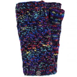 Hand knit - blackberry stitch - wristwarmer - black/multi coloured
